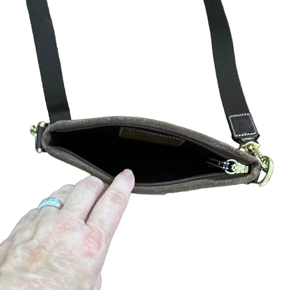 ￼ Coach, Crossbody mini bag with suede bottom
